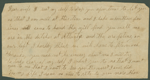 Letter from Confederate militiaman James W. D. Watkins