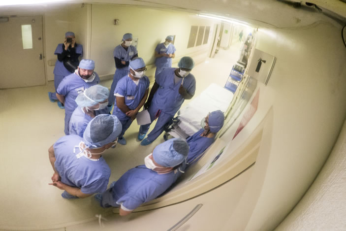 A team including neurologist Helen Mayberg and neurosurgeon Robert Gross prepare for deep brain stimulation surgery on a patient with treatmentresistant depression at Emory University Hospital. 
