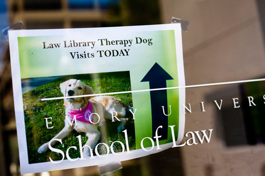 Law students are invited to shake off the stress of finals with a prescription of puppy love.