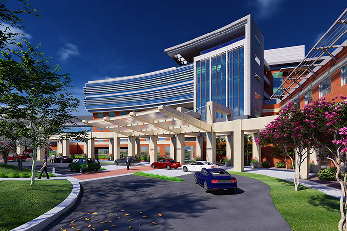Rendering Emory Johns Creek Hospital after completion of expansion project