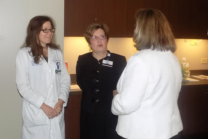 Karen Handel with Dr. Maria Piraner, Center for Breast Care Director and CEO Marilyn Margolis.