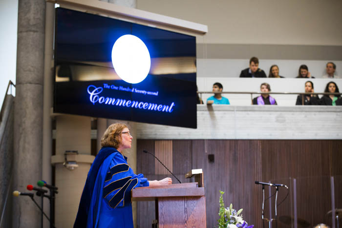 President Claire E. Sterk gives the address