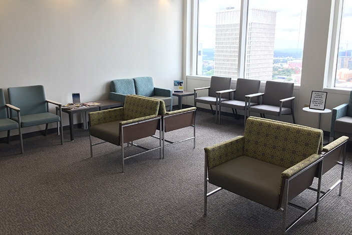 Upon arrival, patients will now be greeted by a brighter and more welcoming lobby and check-in desk.
