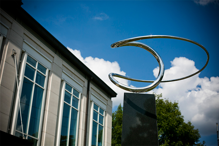 "Construction #200" is the sculpture in front of the Schwartz Center for Performing Arts, donated to Emory by Donna and Marvin Schwartz for the venue that bears their names. 