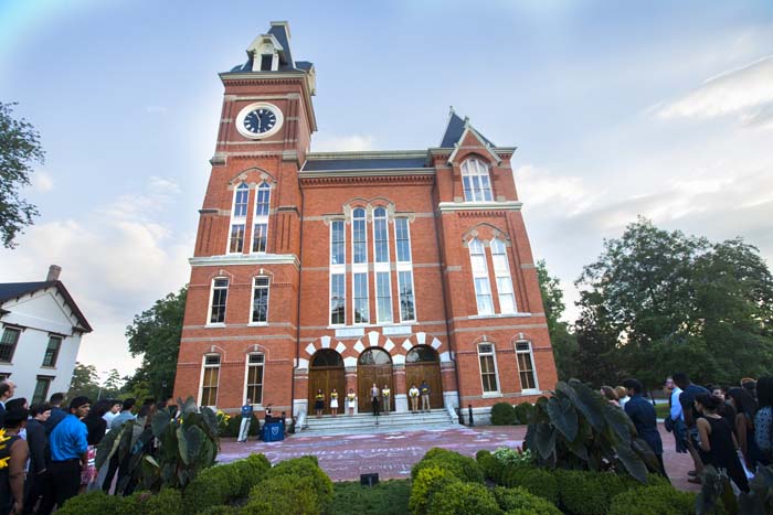 Participants gathered at the steps of Seney Hall, where an impromptu memorial was created by students earlier this summer soon after news emerged about the deaths of Kabir and Hossain.