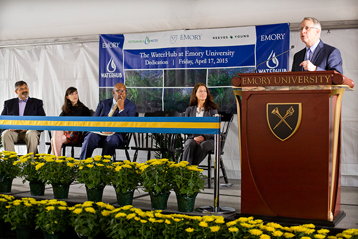 Emory University President James Wagner was the final speaker before the ribbon-cutting.