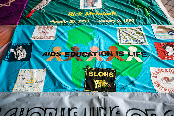 The AIDS Memorial Quilt was founded in 1987 and now contains more than 48,000 individual panels, each measuring 3 feet by 6 feet and honoring a person who died as a result of AIDS.