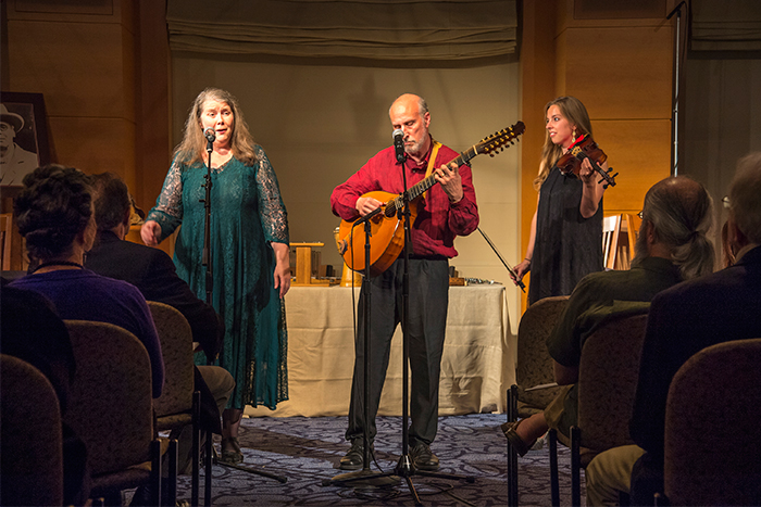 Musicians Kathy Cowan, Joseph Sobol and Lauren Lebois performed excerpts from the musical "In the Deep Heart's Core."