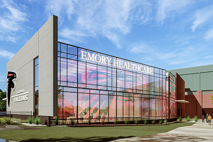 Exterior of Falcons / Emory Healthcare facility