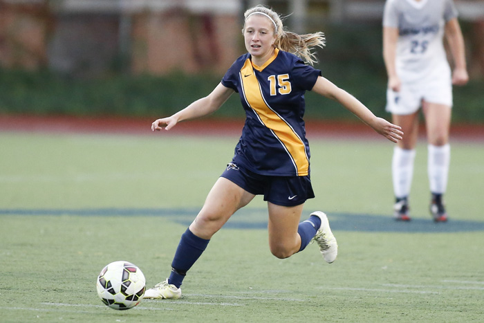 Melissa Ardizzone, one of four juniors bringing experience to the Eagles at midfield, scored Emory's first goal of the season on Sept. 1 as the team dominated Averett University. 