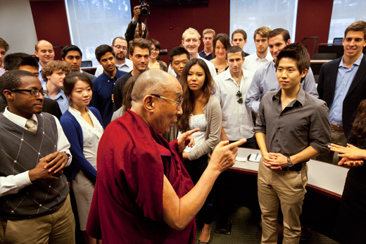 Dalai Lama visits Emory classroom