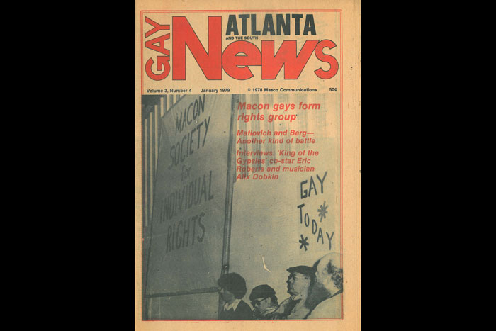 This issue of Gay News Atlanta from January 1979 featured a cover story on a Macon gay rights group.