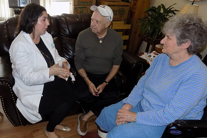 Left to Right: Jennifer Shannon, PharmD, Lily's pharmacy owner with patients, Ken and MariJean Brown during an at home consultation.
