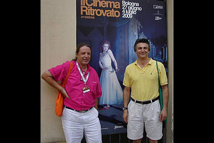 Emory Film Studies lecturer David Pratt (left) and department chair Matthew Bernstein visited the Ritrovato Film Festival in Bologna, Italy.