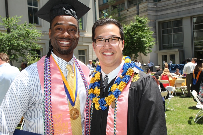 Emory Nursing Student Association President Chuncey Ward and Class President Tyler Diego-Hanke at the reception following the Diploma Ceremony