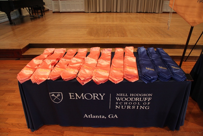 BSN and MSN stoles for presentation of the pins at the School of Nursing Awards Ceremony