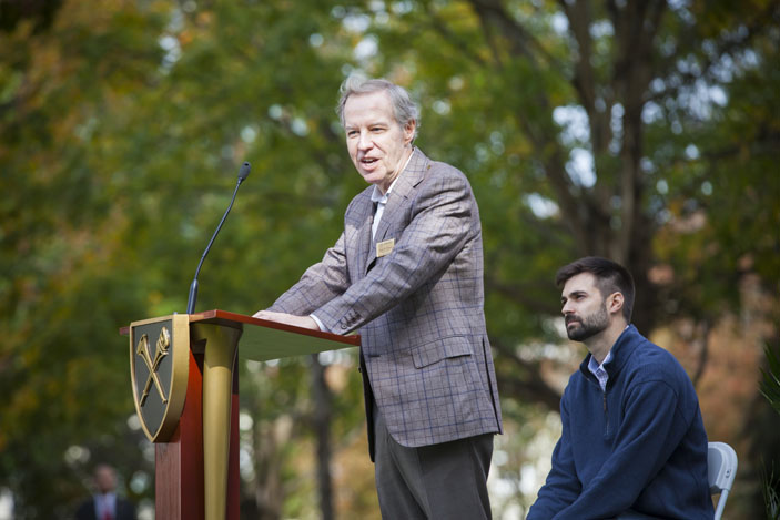 Army veteran Kirk Elifson, research professor in the Department of Behavioral Sciences and Health Education and husband of Emory President Claire E. Sterk, also addressed the crowd.