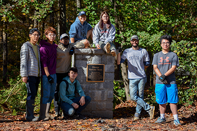 Oxford's Forest Restoration Team and volunteers pulled invasive plant species from the Hearn Nature Trail.