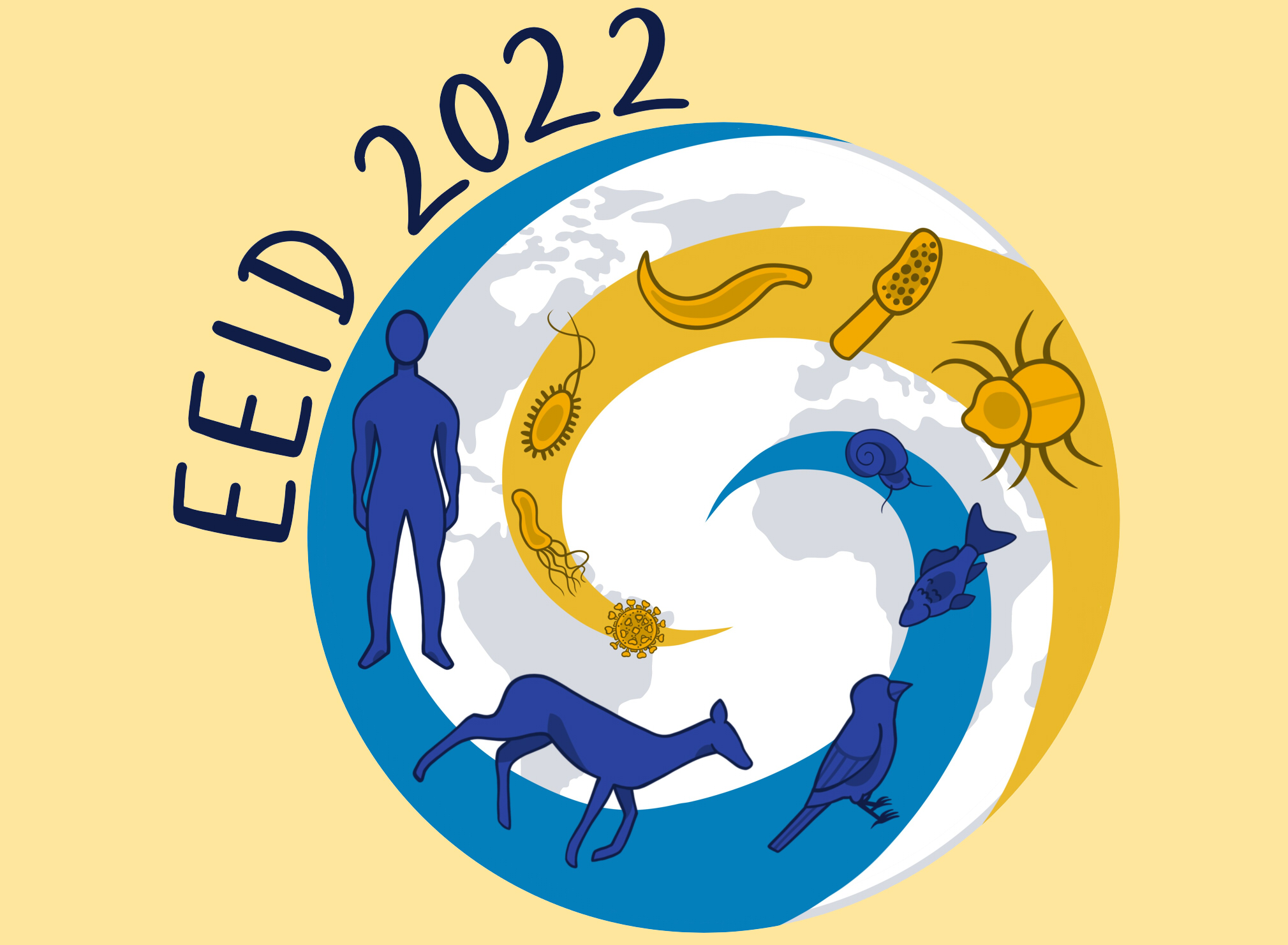 EIDD 2022 Conference Logo: A colorful spiral with animals and humans