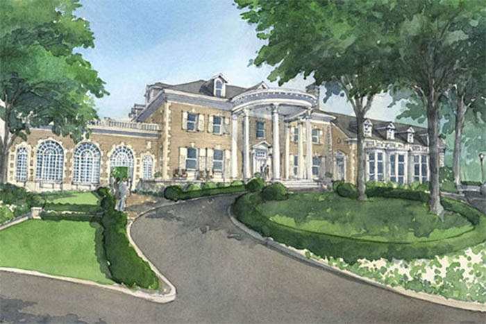 Illustration of exterior of Candler Mansion.