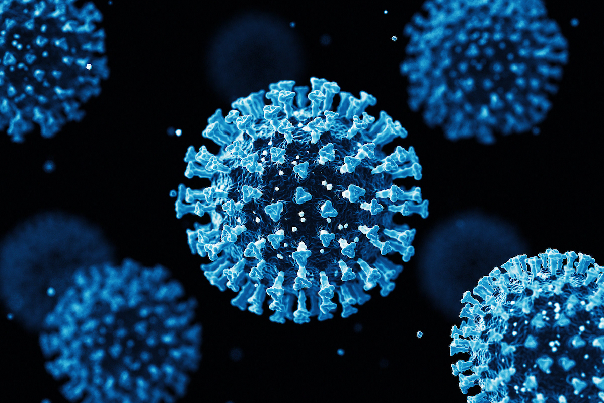 Graphic depicting a coronavirus particle