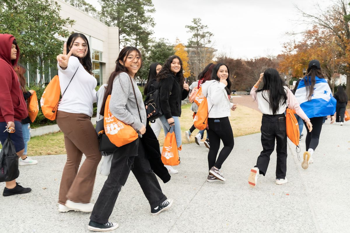 Mentor guides from Emory University and other schools around Georgia led students to their sessions on campus.