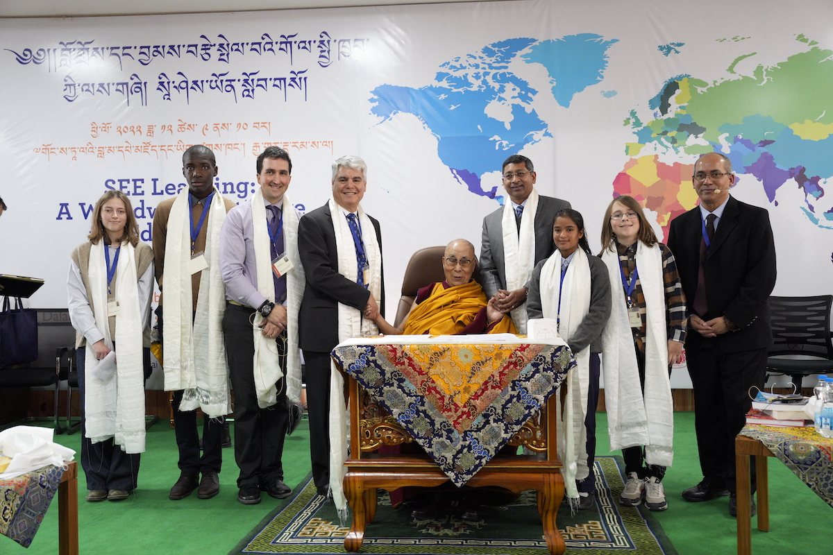 Photo: Fenves, Bellamkonda, Dalai Lama, and others
