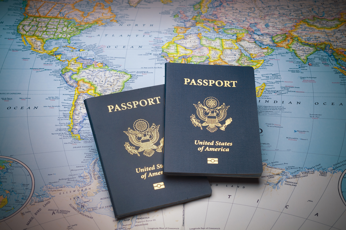 passport with map background
