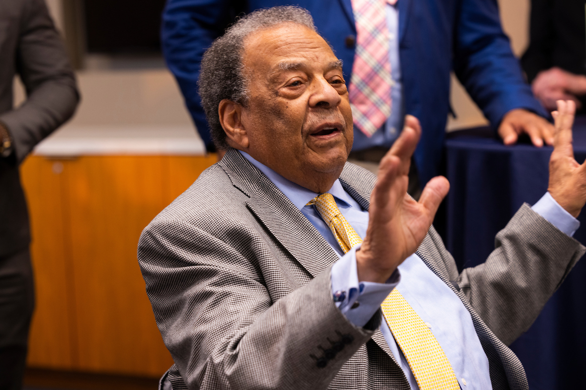 Ambassador Young in the Rose Library