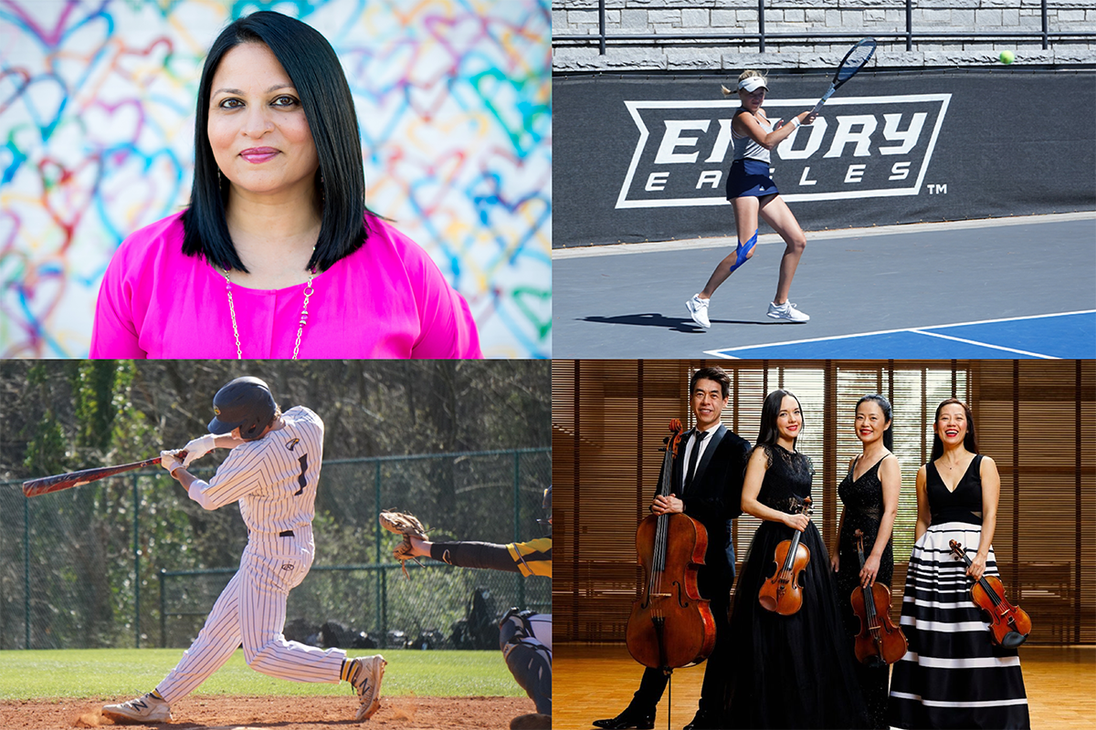 Clockwise, from top left: Social justice activist and author Deepa Iyer; senior tennis player Stephanie Shulman; the Vega String Quartet; junior baseball player Walker Woolf