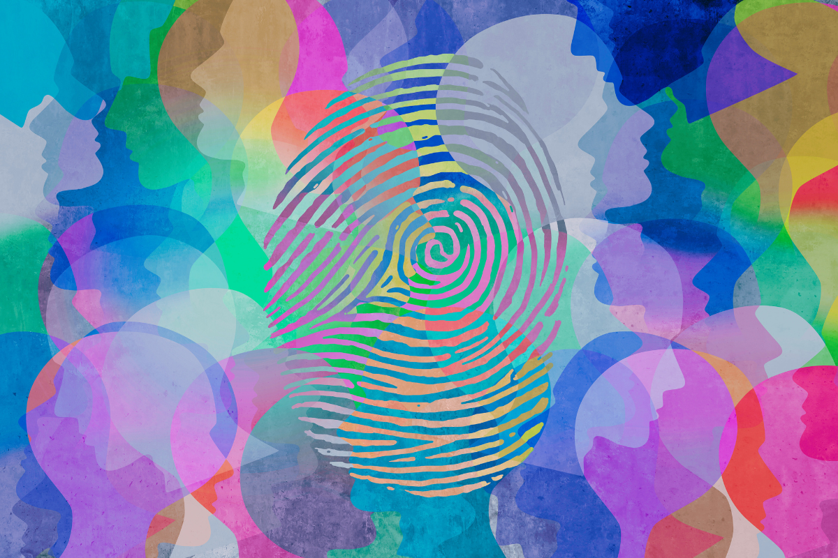 thumbprint on colorful background