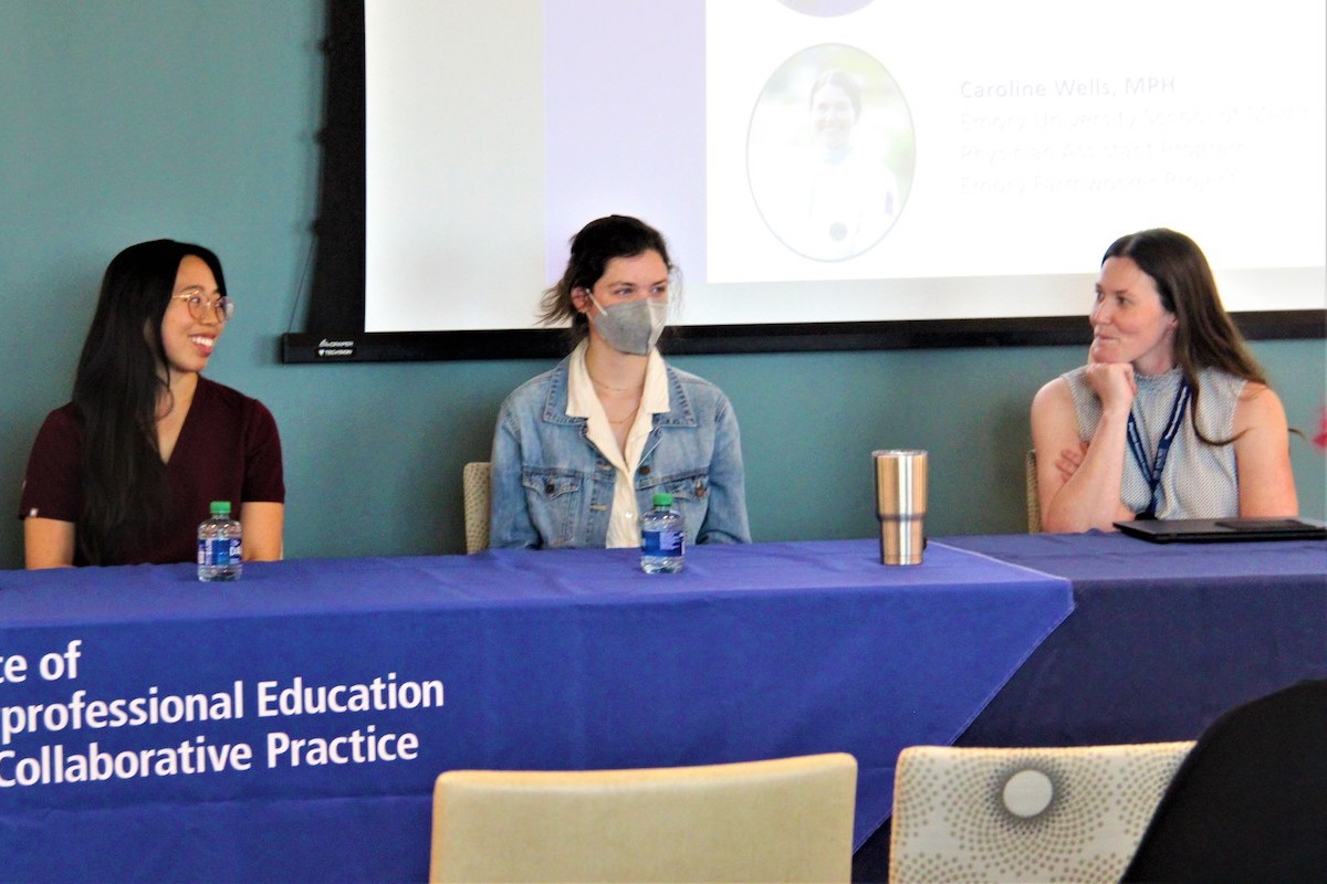 photo of Rebecca Hong, Camille Murray and Caroline Wells at table