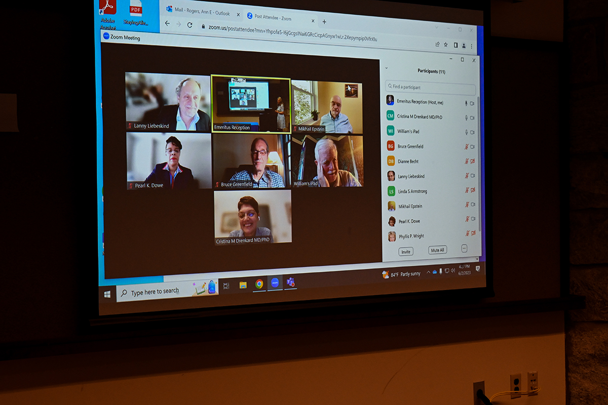 A Zoom screen with attendees who joined virtually