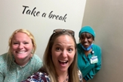 Healthy Emory Wellness Champion promotes stair use with encouraging words and phrases 