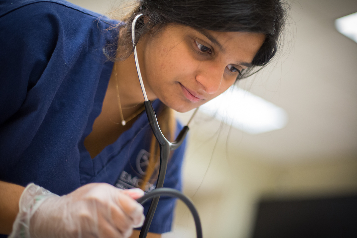 medical professional with stethoscope 