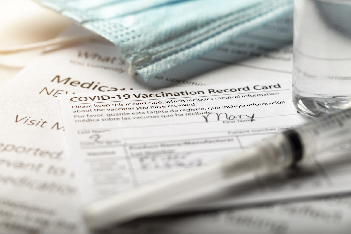 Photo close up of vaccination records