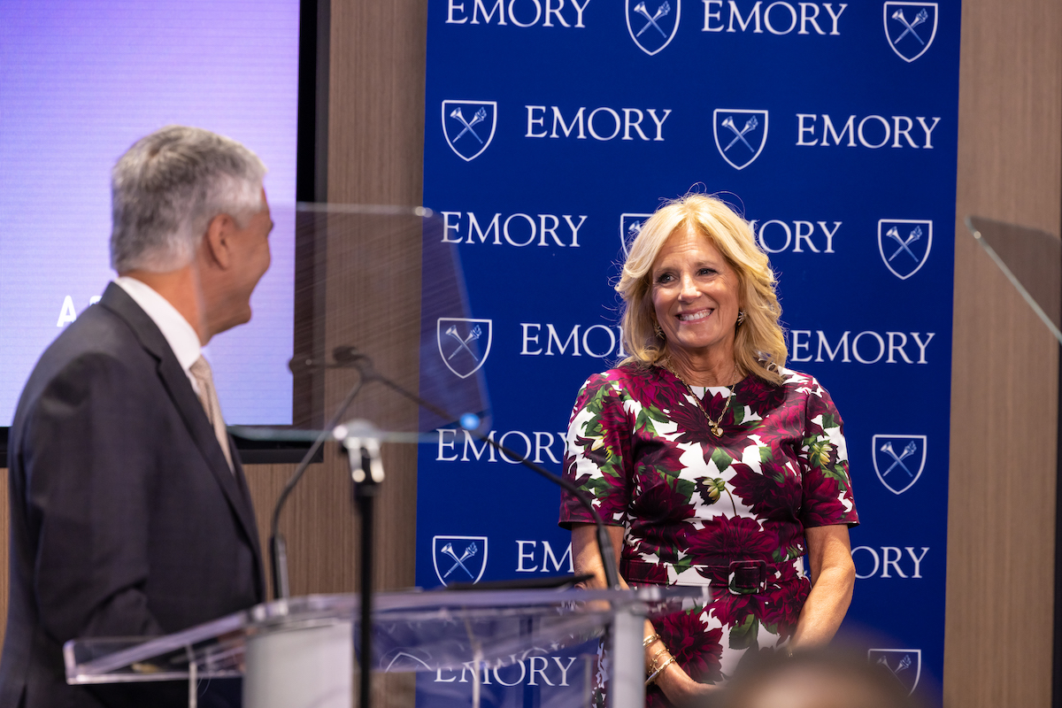 Dr. Jill Biden and President Fenves of Emory