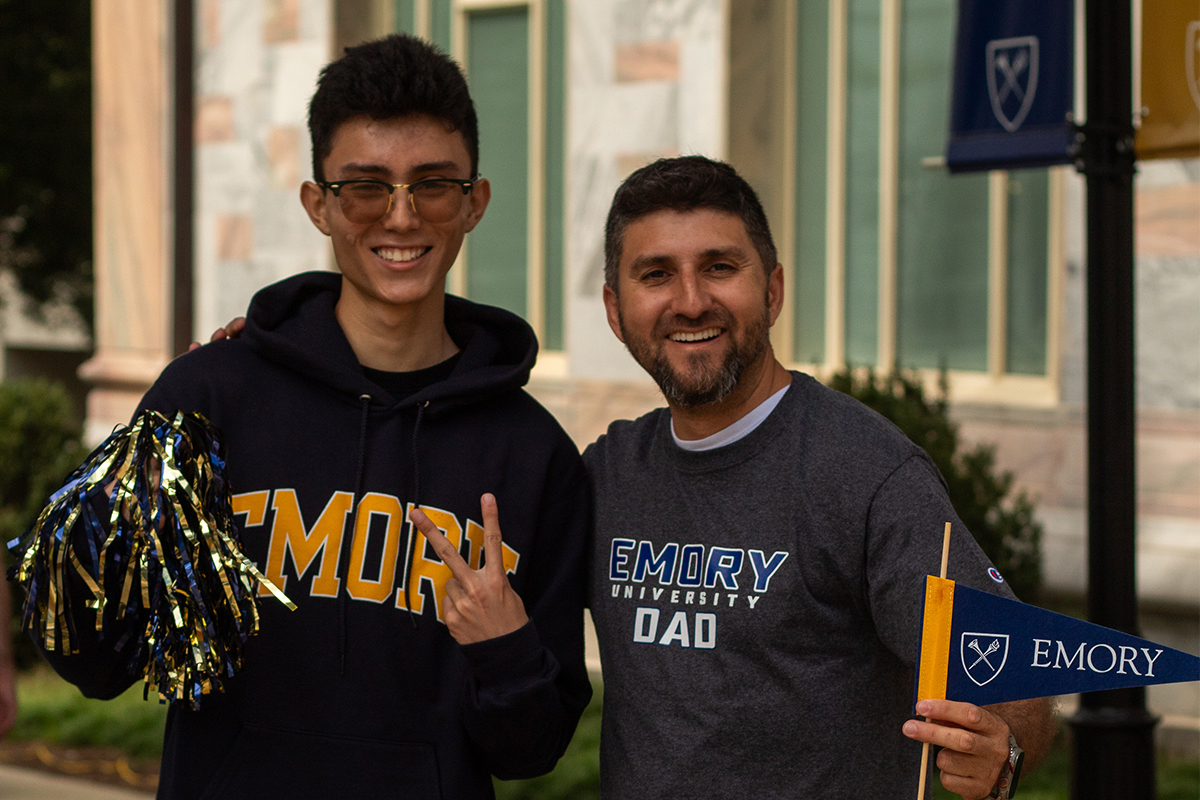 students with emory gear