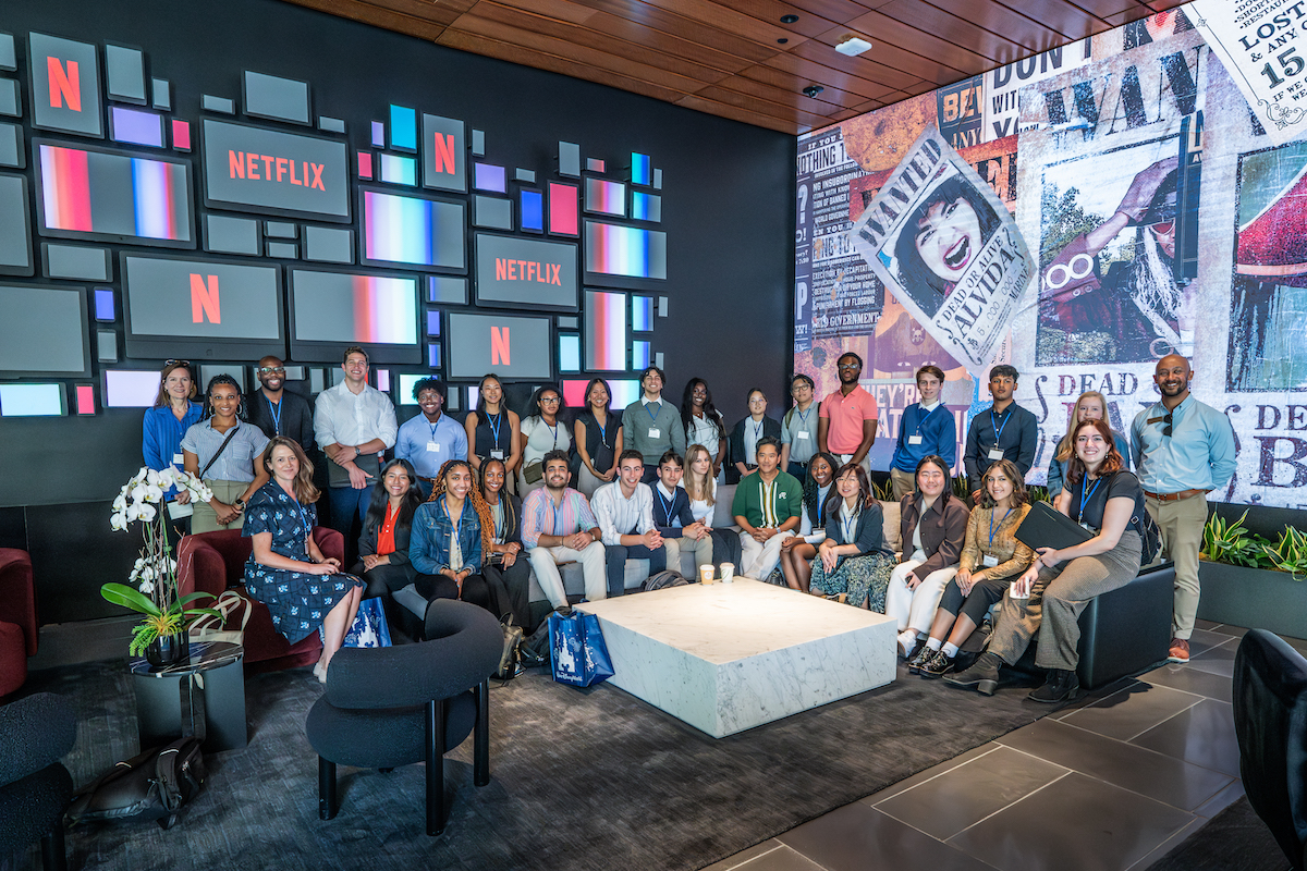 students at netflix offices