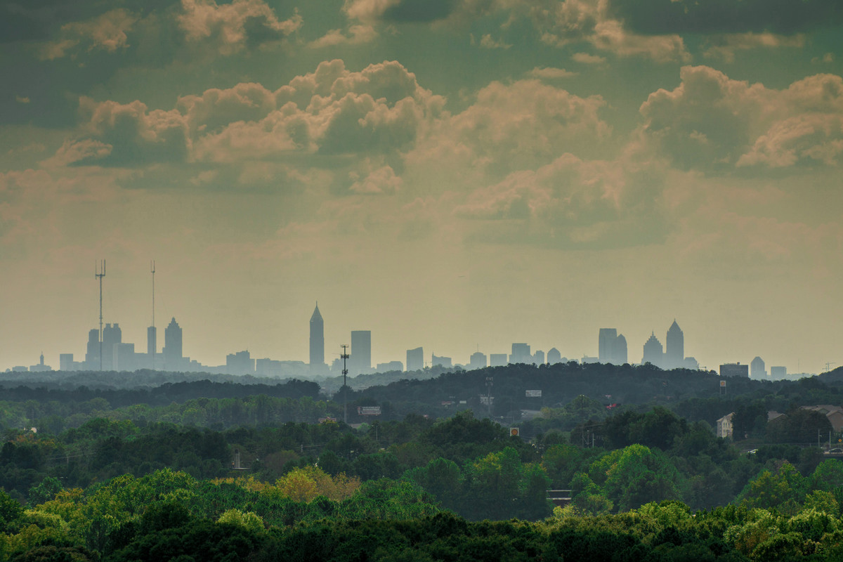 Hazy Atlanta skyline