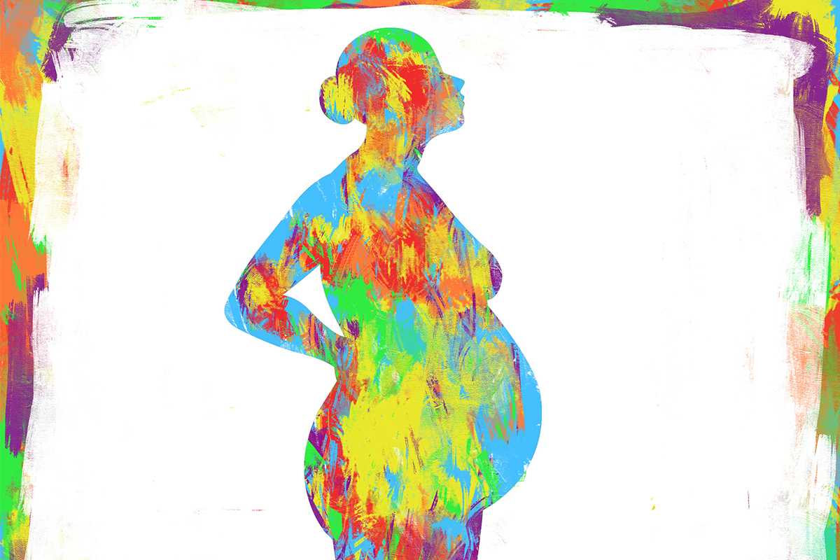 Colorful illustration of pregnant woman