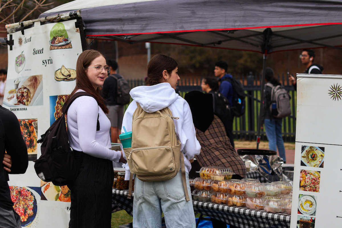 student at booth