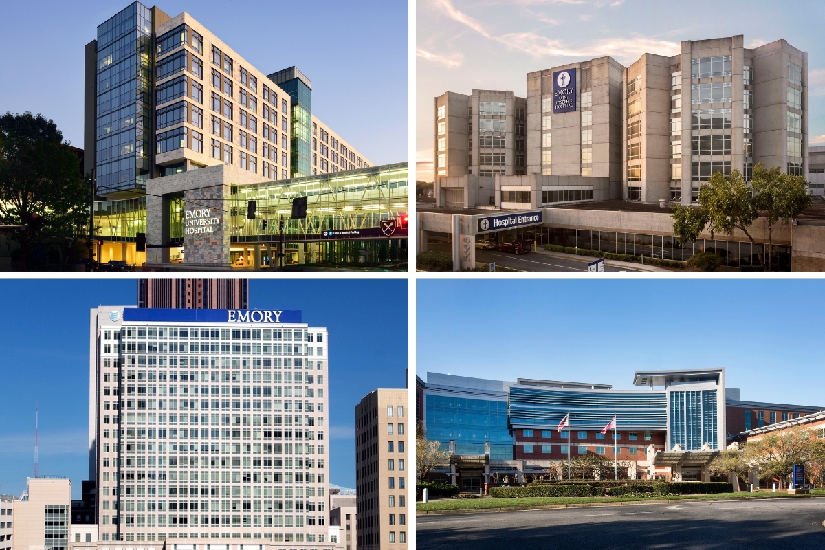 four Emory hospitals in collage