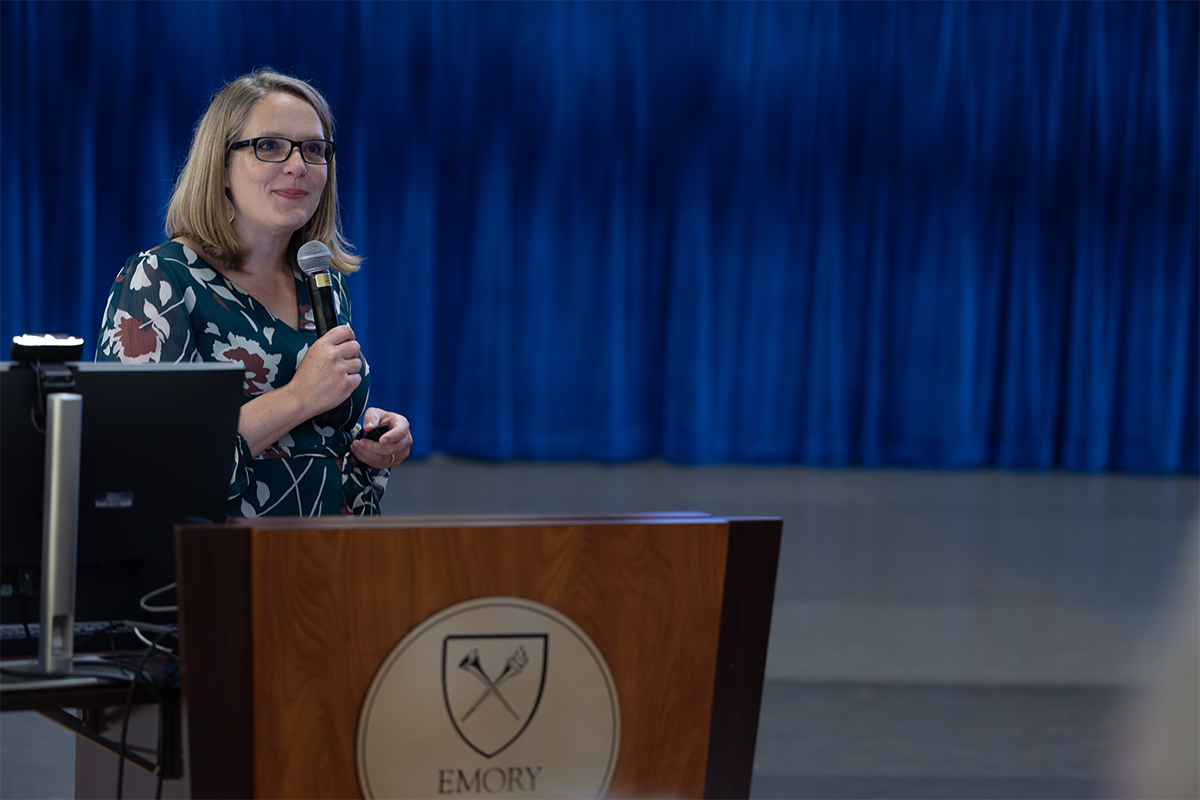 Cassandra Quave speaking at podium