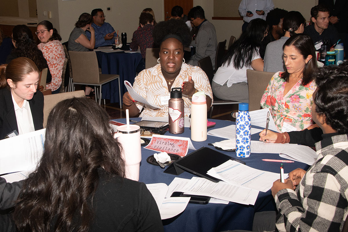 Students take part in a tabletop exercise 