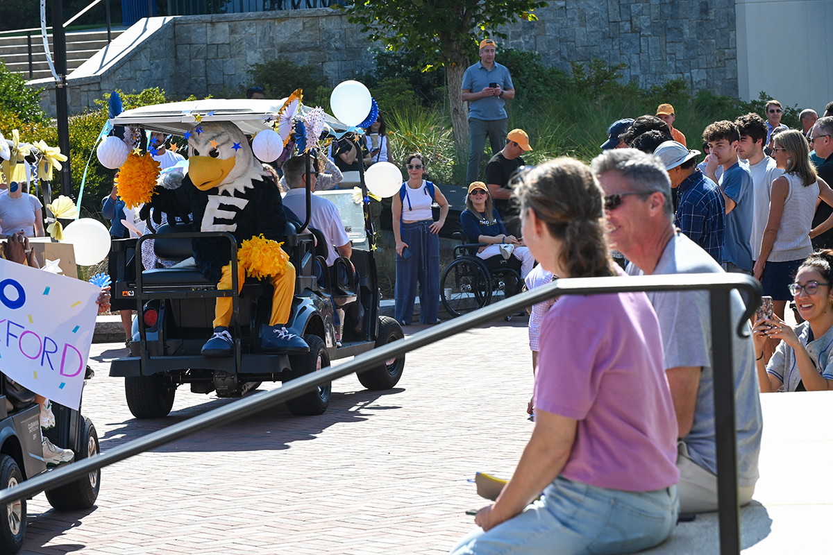 Emory mascot Swoop in parade