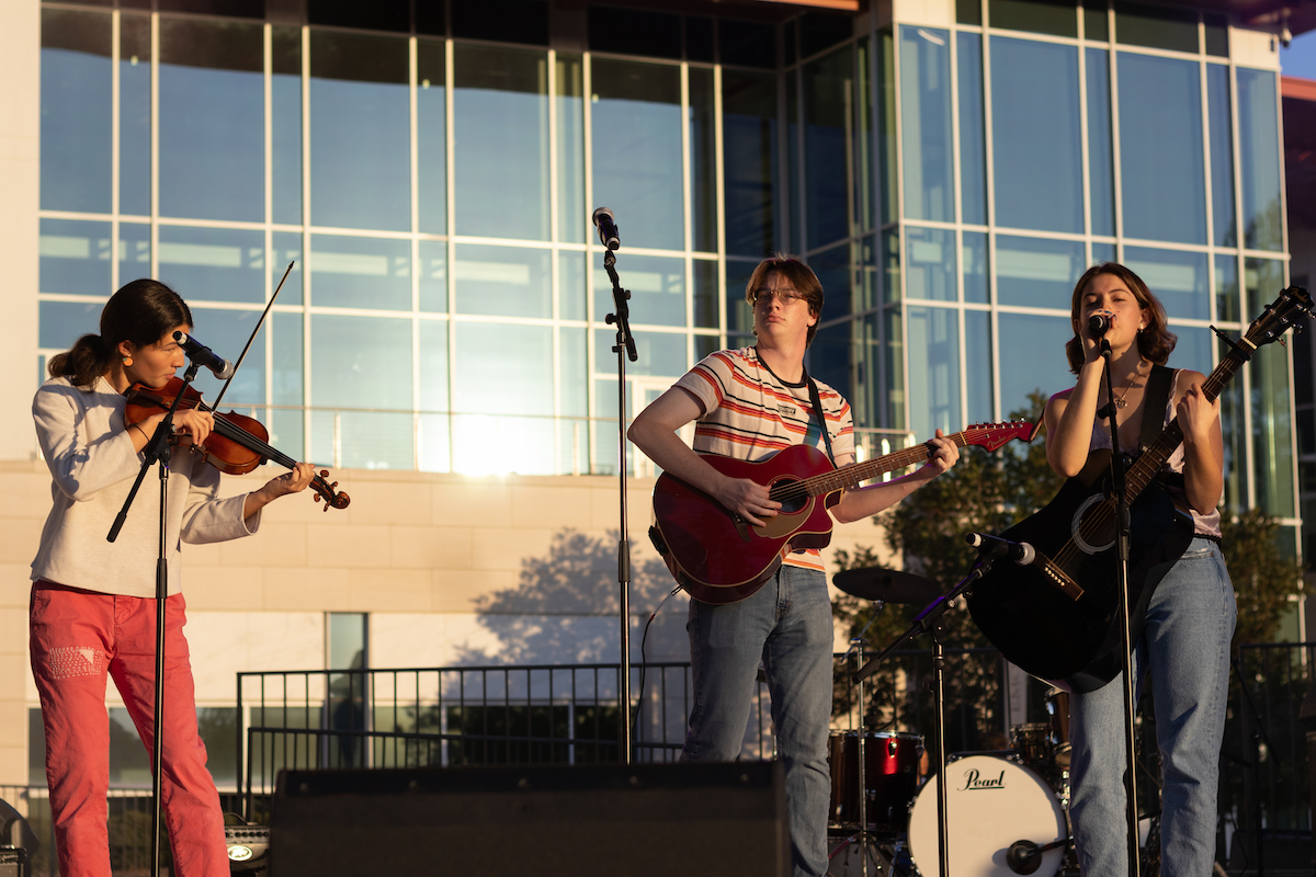 Students performing on stage