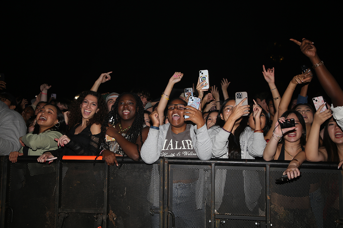 Students at front of concert gates