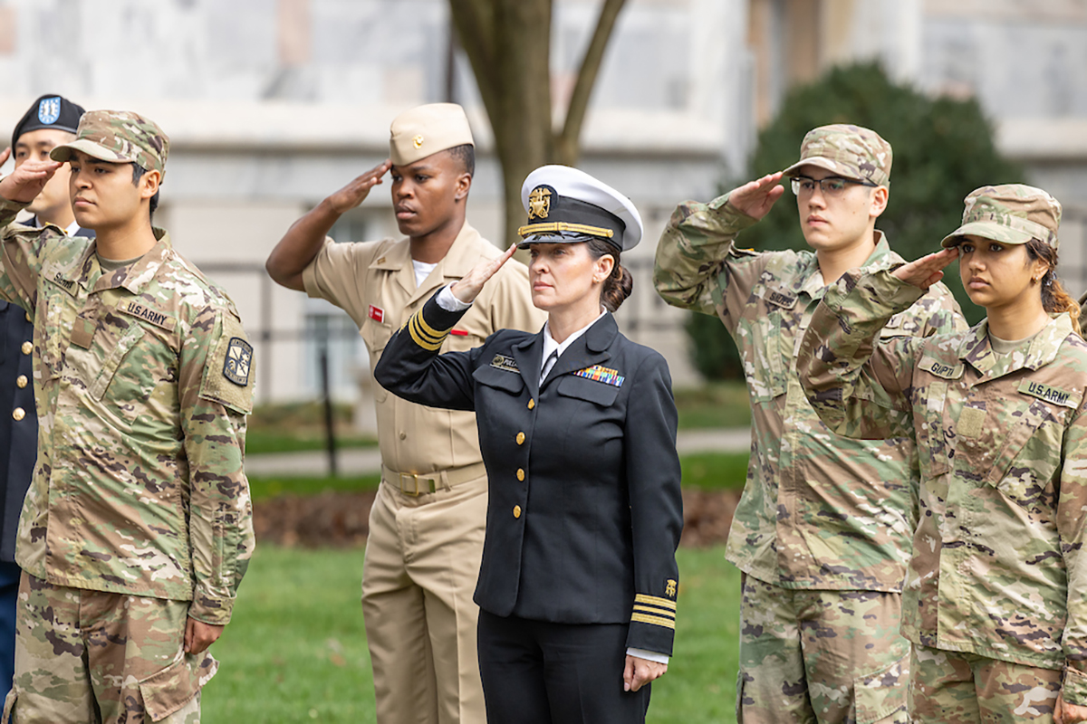 Honor Guard salutes flag