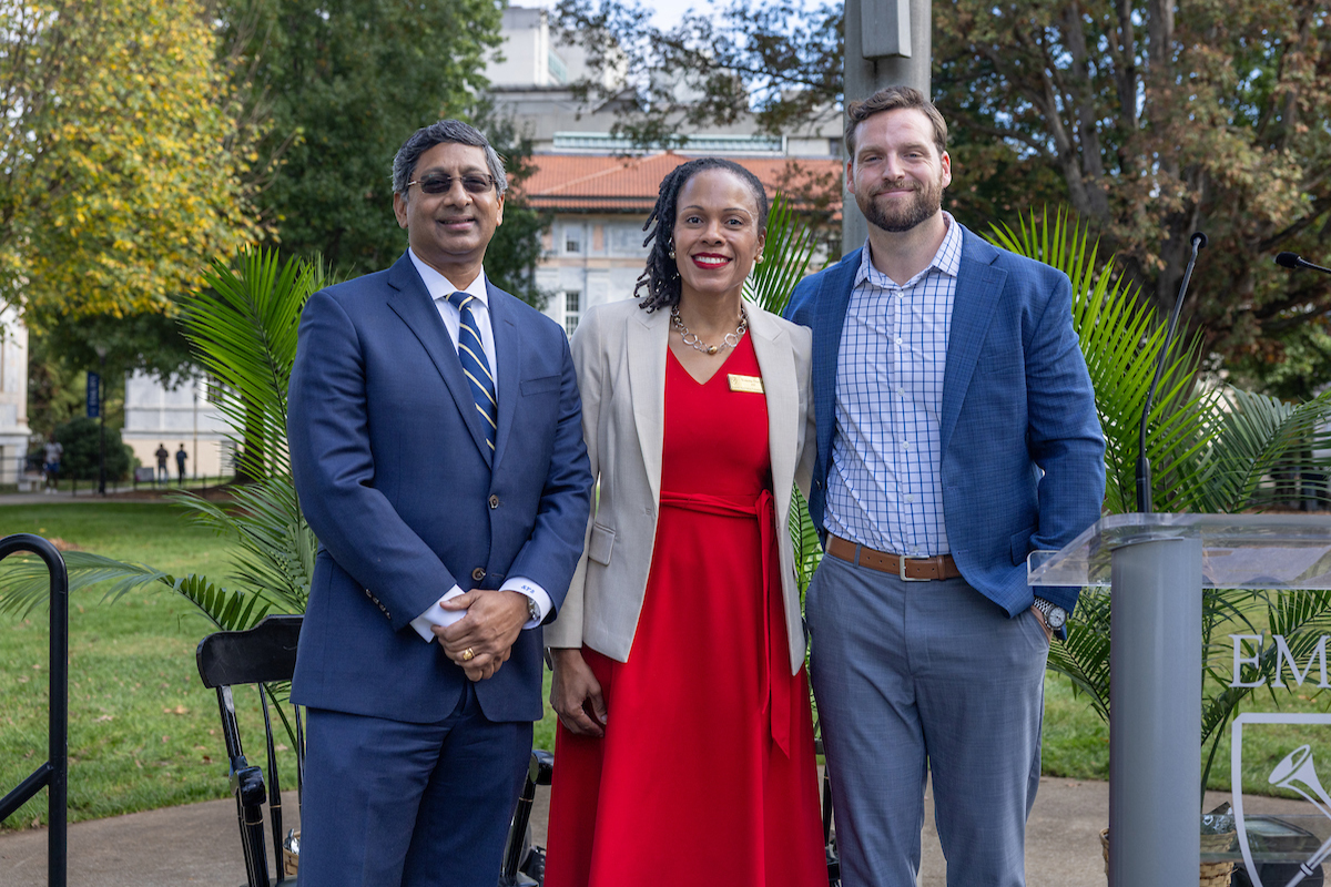 Provost Bellamkonda, Vonetta Daniels and Andrew Nelson stand together